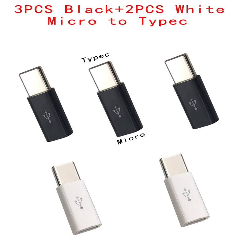 1PCS/5PCS Micro USB Female To Type C Male Adapter Mobile  Phone  Android Converter Micro-B To USB-C Data Cable Connector