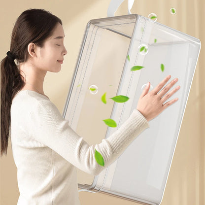 Cesta de almacenamiento transparente de PVC para ropa interior, caja de almacenamiento con marco de acero inoxidable, organizador de armario, caja de tela impermeable