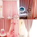 Kids Girls Bedroom Pink Curtains Star Cutout Blackout with White Sheer Pastel Nursery Window Curtain Panels for Living Room Home