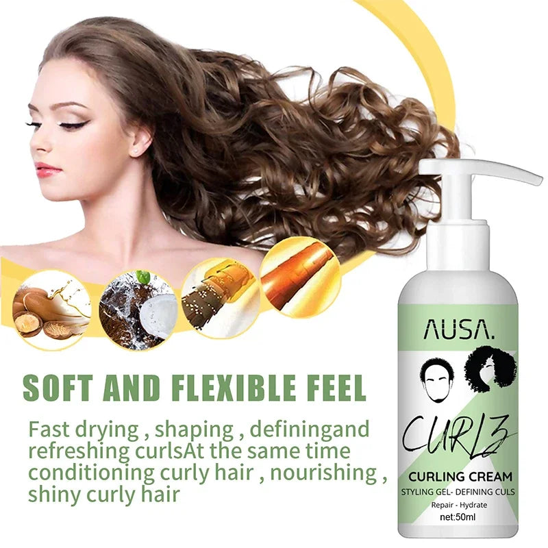 Crema para rizar el cabello de 50 ml, previene la rotura, antifrizz, elasticidad, loción potenciadora, moldeadora, suave, hidratante, cuidado del cabello