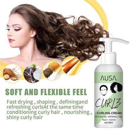 Crema para rizar el cabello de 50 ml, previene la rotura, antifrizz, elasticidad, loción potenciadora, moldeadora, suave, hidratante, cuidado del cabello