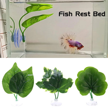1pcs Fish Tank Artificial Leaf fish rest bed decor Aquarium Decoration Floating Bed Leaf Hammock FightingPerch Betta Spawning
