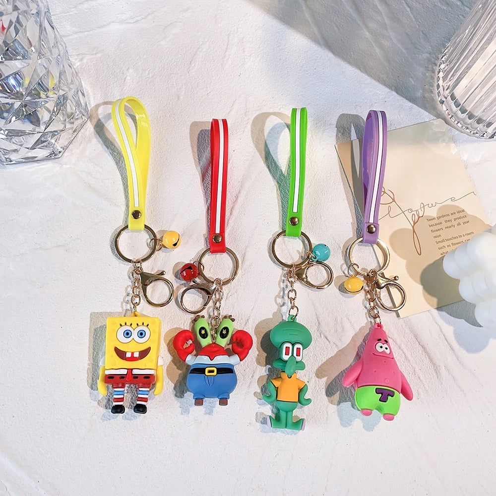 Bob Esponja - Llavero de PVC con forma de muñeco de plástico suave y creativo, colgante para coche, regalo pequeño