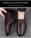 CLOHOO Men's Business Casual Shoes Handmade Layered Cowhide Rubber Bottom Leather Footwear for Office And Leisure