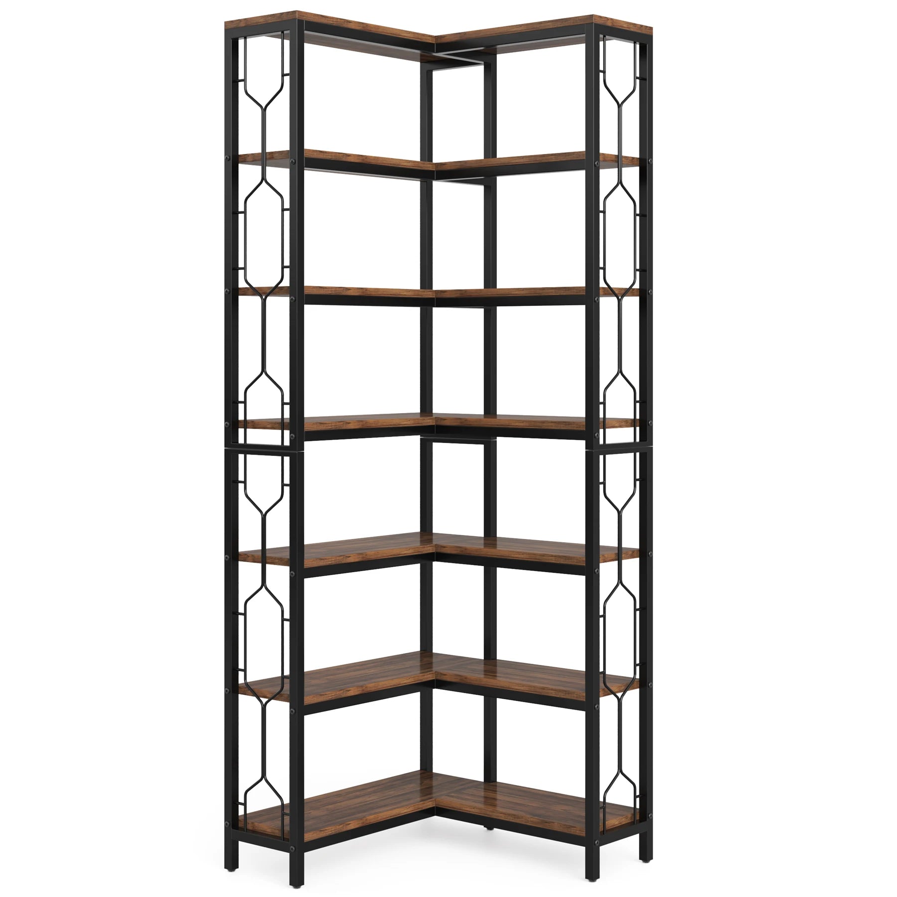 Tribesigns 7-Shelf Corner Bookshelf,Large Modern Corner Bookcase, 7-Tier Tall Corner Shelf Storage Display Rack with Metal Frame