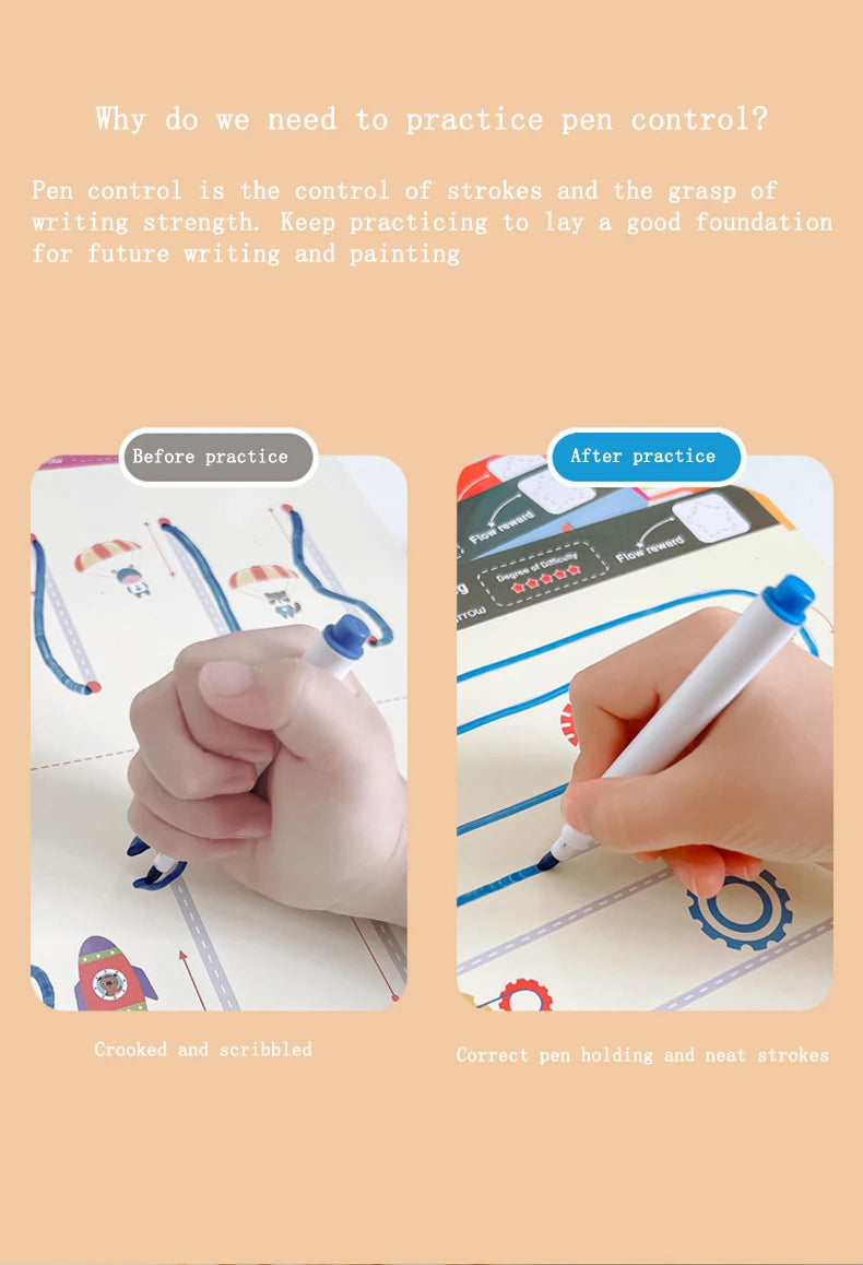 Tracing Workbook Montessori Books 48 Page Pen Control Training Early Childhood Exercise Book Reusable Calligraphy Copybook