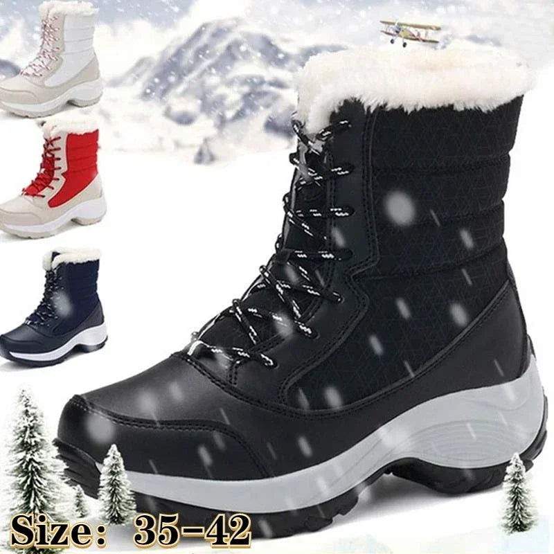Zapatos de invierno para mujer, botas impermeables a la moda para actividades al aire libre, botas de nieve resistentes al desgaste, botas de nieve cálidas de felpa, novedad de 2024