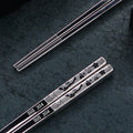 23cm Exquisite Dragon Pattern Chopsticks 304 Stainless Steel Non-slip Chinese Chopstick Food Sushi Sticks Home Kitchen Tableware
