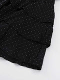 Oymimi Fashion Black Rhinestone Women's Dress Casual Lapel Long Sleeve Button Dresses Elegant New Lace-Up Pleated Mini Dresses
