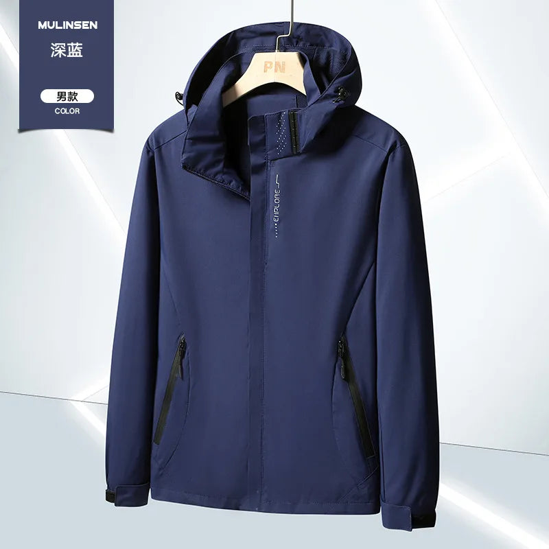 Men's Lightweight Waterproof Rain Jacket, Hooded Shell Outdoor Raincoat Hiking Windbreaker Jacket Coat