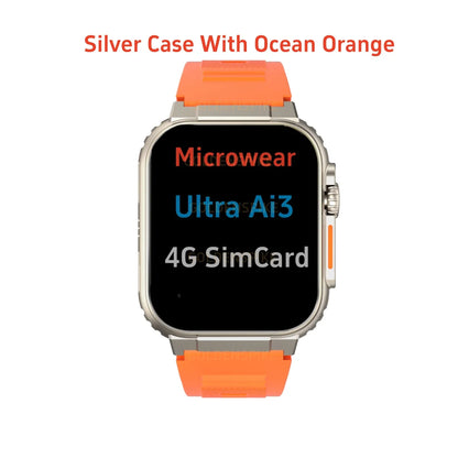 Reloj inteligente Microwear S10 Ultra con tarjeta SIM 4G, Android, pantalla Amoled de 2,2 pulgadas y 448 x 528, monitor de salud, cámara giratoria de 180° y 256 GB.