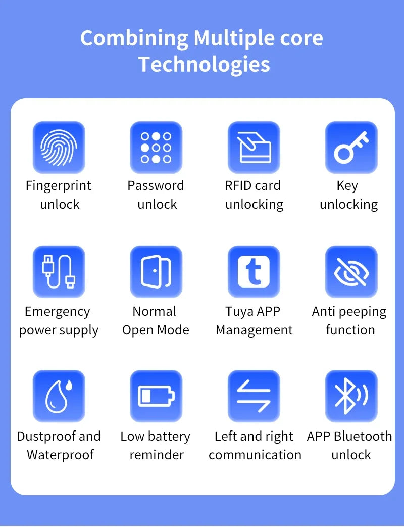 Tuya App Bluetooth Smart Fingerprint Door Lock Password Mechanical Key NFC Unlocking For Wooden Door Handle Lock IP54 Rainproof