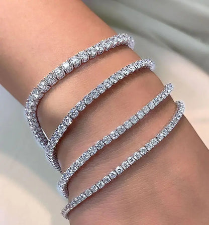 Pulsera de tenis de moissanita auténtica de 3 mm D VVS, con brillo de diamante, sólida S925, joyería para boda, regalo para mujer.