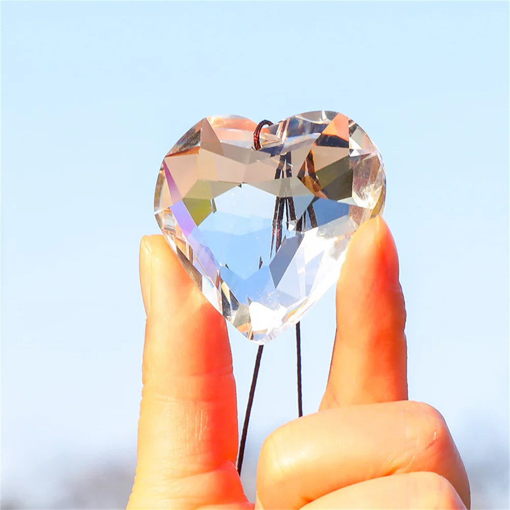 45mm Hanging Heart Suncatcher Prism Pendant Crafts for Home Office Garden Decoration Rainbow Maker Window Pendant 2025 Xmas Gift