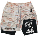 Men's Sports Shorts Anime Performance Shorts Printed Men GYM Casual Sport Compression Shorts Workout Running Mesh 2 in 1 Shorts