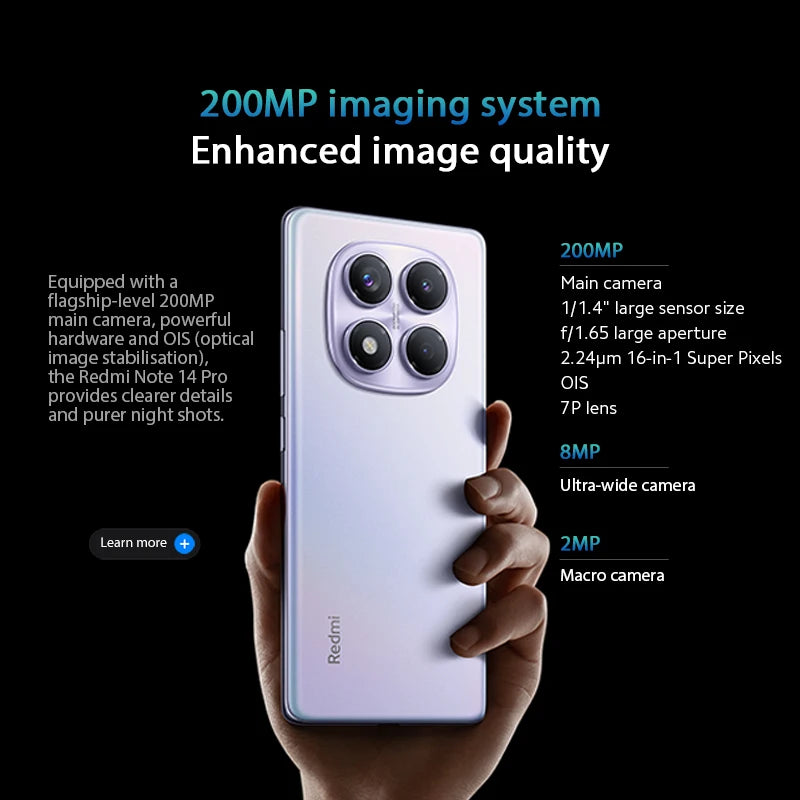 Global version Xiaomi Redmi Note 14 Pro Smartphone 200MP AI camera Helio G100-Ultra NFC 6.67" AMOLED display