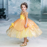 2025 Cosplay Belle Princess Dress Girls Dresses For Beauty and beast Party Clothing Magic stick crown Costume 3-12Y