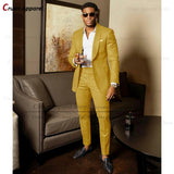 Blue Shawl Lapel Suit Male 2 Pieces Tailored Groom Wedding Suits Tuxedo Best Man Blazer Pants Trendy Fashion Marriage Costume
