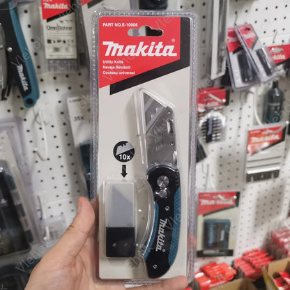 Makita E-10908 Faca Utilitária, Faca Dobrável, Pipe Cutter, Pocket Knife, Cabo De Madeira, Cortador De Papel, Desembalagem, Industrial