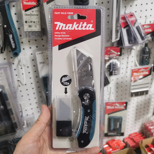 Makita E-10908 Utility Knife, Folding Knife, Pipe Cutter, Pocket Knife, Wooden Handle, Paper Cutter, Unboxing, Industrial