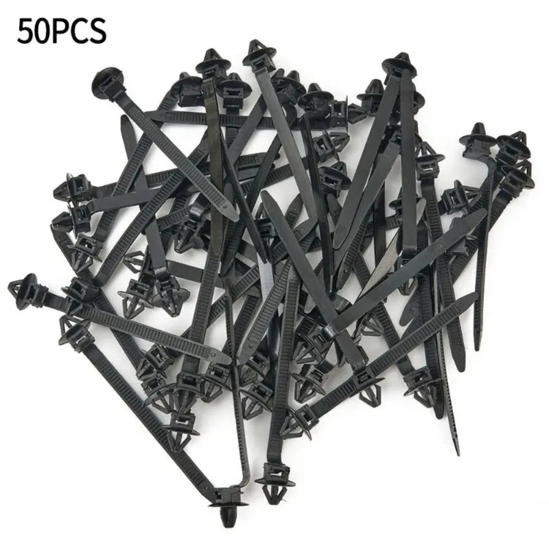 10/30/50PCS Car Nylon Black Cable Ties Push Mount Wire Harness Fastener Cable Clamp Clips Ties Management Car Wire Organizers