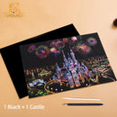 Scratch Art Paper Set 2 Sheets World Landmark Night Scene with Stylus DIY Crafts Stress Relief Creative Painting Adult Kids Gift