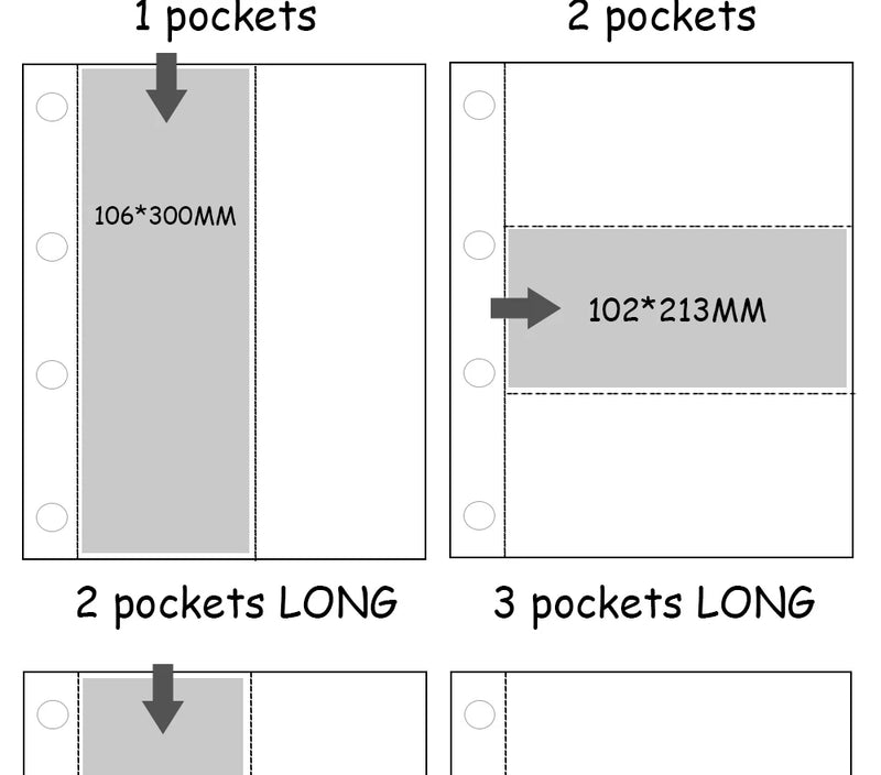 PLRBOK A4 Clear 10 Pcs Photo Album Refill Pages File Protector 4 Hole 6×4 10×15 4 Ring Binder Photocards Postcard Card Notebook
