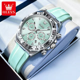 Relógio feminino de Olevs de luxo pulseira de silicone cronógrafo multifuncional calendário a prova de agua 5618