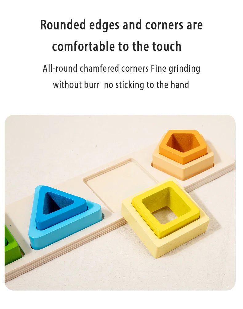 Bloques de desarrollo de inteligencia para bebés, juguetes de madera para combinar en la educación temprana, color y cognición de formas, educación Montessori