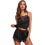 Conjunto pijama feminino bordado flor em renda, roupa de dormir, top, shorts de cintura alta, roupa casual, verão