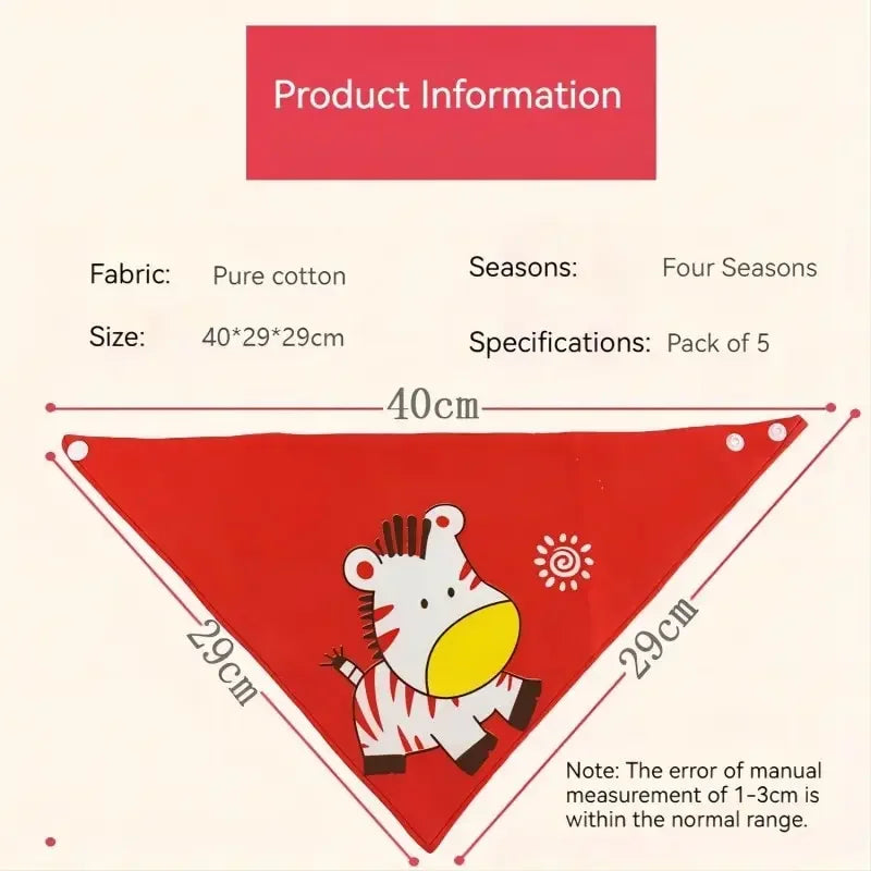 5pcs Baby Bibs Waterproof Pure Cotton Bilayer Saliva Towel Triangle Scarf Newborn Boys Girls Absorbent Cloth Bib Saliva Scarf