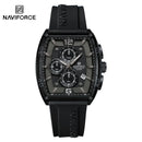 NAVIFORCE 6101 Casual Men's Quartz Watch Tonneau Dial Luminous Waterproof Silicone Strap Outdoor Sports Fashion Watches for Man