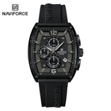 NAVIFORCE 6101 Casual Men's Quartz Watch Tonneau Dial Luminous Waterproof Silicone Strap Outdoor Sports Fashion Watches for Men