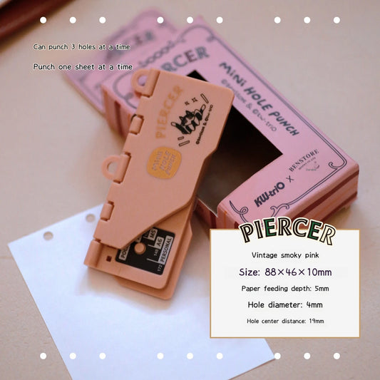 3-Hole 4mm Card Hole Punch Limited Edition Loose Leaf Notebook M5/A7 Portable Binder Punching Machine Office Supplies For 1paper