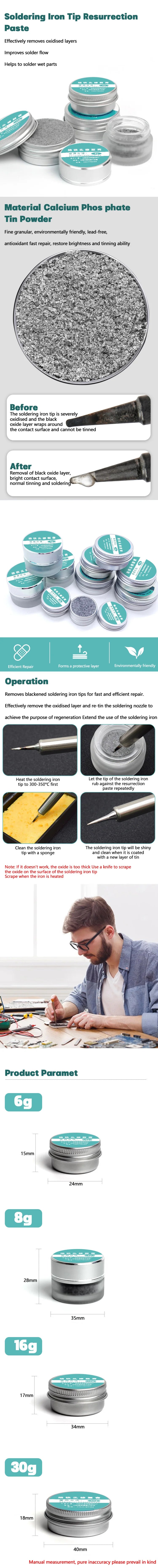 Cleaning Paste Soldering Iron Tip Non-stick Tin Solder Cream Resurrection Paste for Oxide Solder Iron Head Refresh Tip Tinner