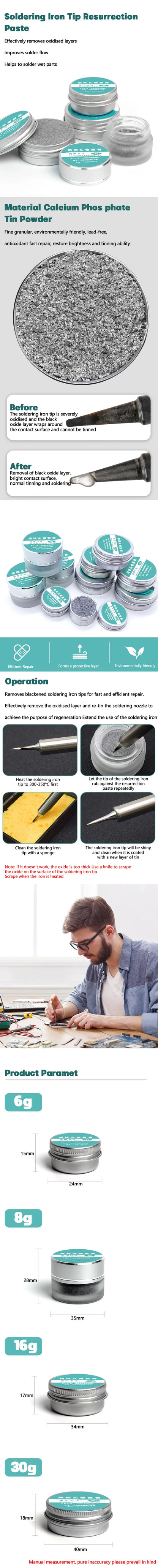 Cleaning Paste Soldering Iron Tip Non-stick Tin Solder Cream Resurrection Paste for Oxide Solder Iron Head Refresh Tip Tinner