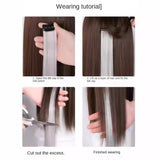 New Stripe Printed Clip-in Hair Extensions Synthetic Straight Hair Highlights Colorful 18 Inch Wig Hairpieces for Girls