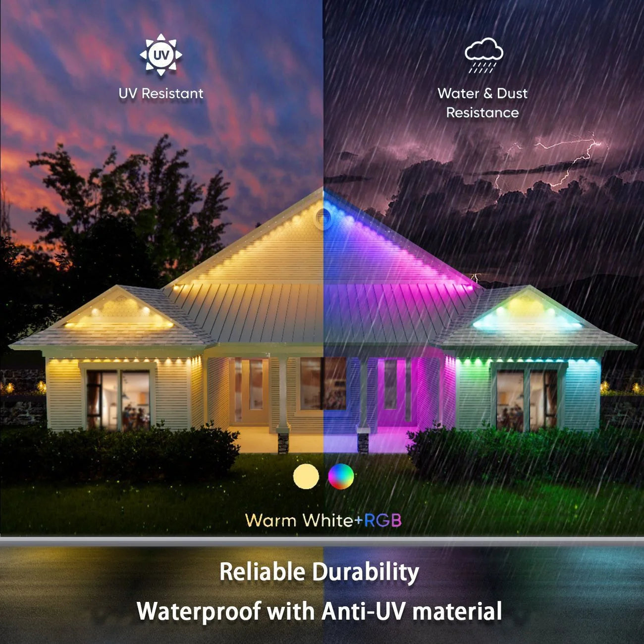 Beirais permanentes led inteligente ao ar livre rgbic wifi luz led para casa com controle remoto casa completa beirais luz festa de natal feriado deco