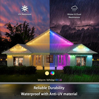 Beirais permanentes led inteligente ao ar livre rgbic wifi luz led para casa com controle remoto casa completa beirais luz festa de natal feriado deco