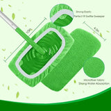 Sweeper Wet &amp; Dry Cleaning Cloths Reusable Microfiber Mop Pads Green Furniture Flooring Mop Head Replacement Washable Rag Towel