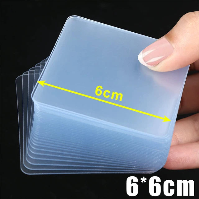 Reusable Strong Double Sided Tape PVC Clear Square Wall Stickers for Hooks Waterproof No Traces Home Glue Tapes 