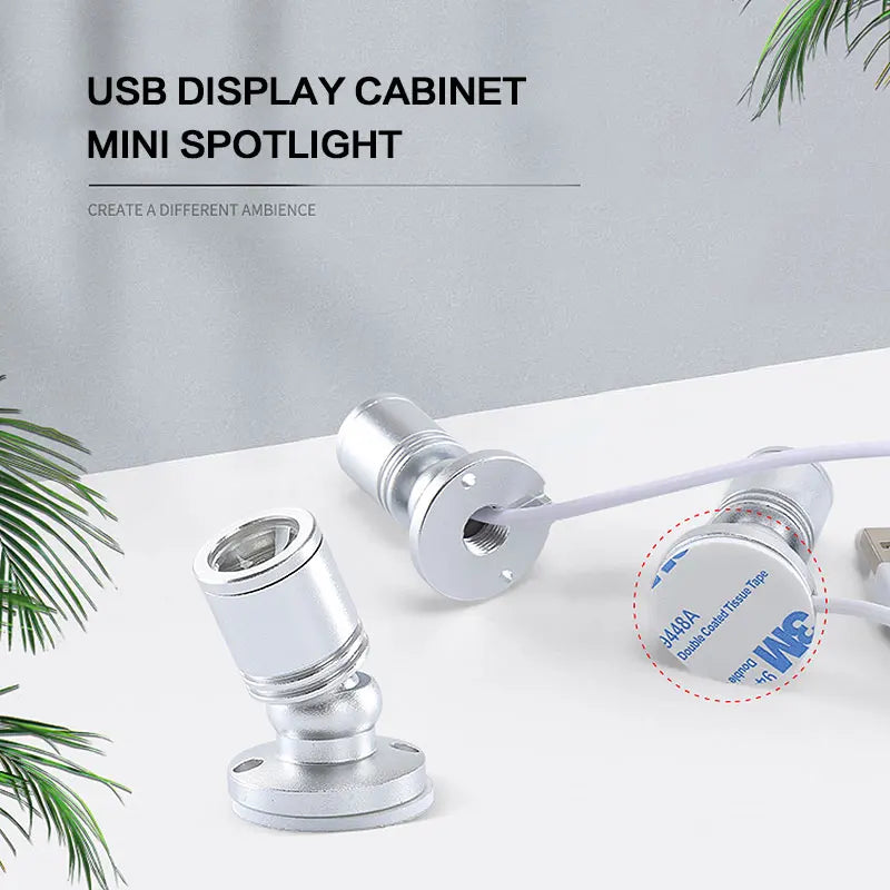 USB LED Spotlight 3W DC5V Jewelry Cabinet Showcase Counter Lamp Surface Mounted Ceiling Mini Spot Light USB 5V Interface