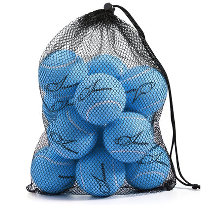 12pcs Tennis Balls with Mesh Carry Bag Practice Ball High Elasticity Pet Dog Playing Balls Outdoor Training Sports Rubber Tennis