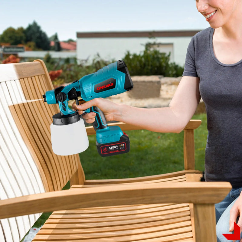 1000ML Electric Spray Gun Cordless Paint Sprayer Auto Furniture Household Sprayer Flow Control Power Tool For 21V 18V Battery