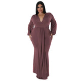 L-4XL Solid Long Sleeve V-Neck Irregular Elegant Plus Size Dresses For Women 2022 Sexy Prom Dresses Fall Clothes Dropshipping 