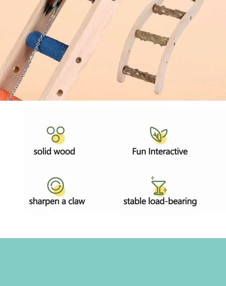 4/6/8 Step Bird Climbing Ladder Parrot Toy Ladder Bird Interaction Fun Climbing Toys Wooden Exercise Rack