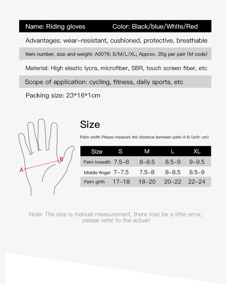 Touch Screen Long Full Fingers Half Fingers Gel Sports Cycling Gloves MTB Road Bike Riding Racing Women Men Bicycle Gloves