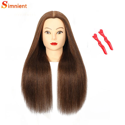 Simnient 100% cabeças de manequim de cabelo humano com para treinamento de cabelo estilo solon cabeleireiro manequim cabeças de boneca para prática de penteado