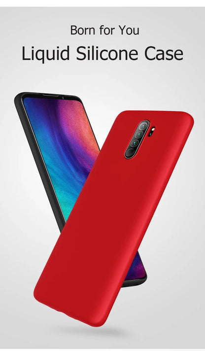Funda de silicona líquida suave y sólida para XiaoMi RedMi Note 9, 9s Pro, 10, 11, 11S, 10s, 10T, 9T, 8, 8T, 7 Pro, 9A, 9C, 10C, Poco X3, F3