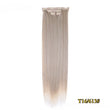 Kit 4 peças extensões de cabelo liso 60cm clip in aplique sintético ombre castanho e louro